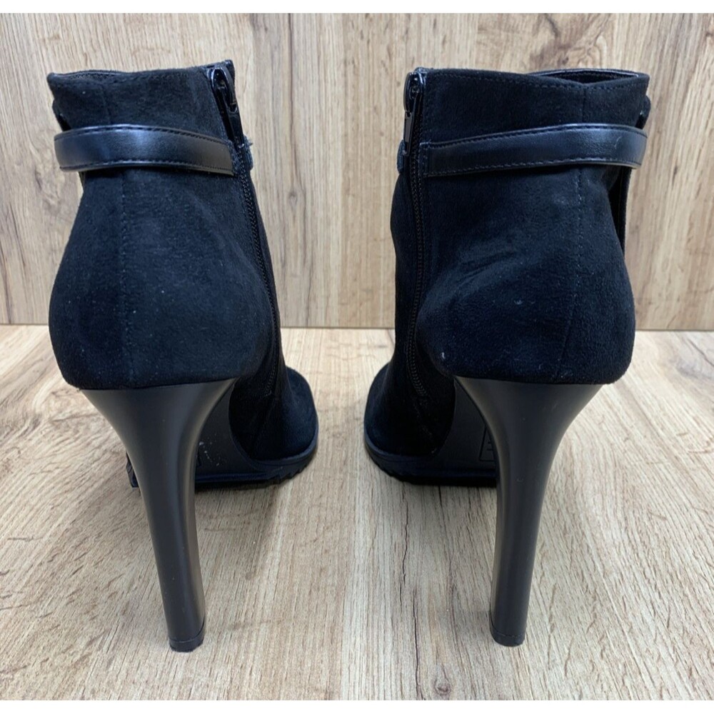 DKNY Women's Stilettos 4 in Peep Toe Booties Medallion Side Zip Black size 8.5 M - Picture 7 of 16